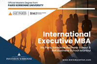 پذیرش دوره 2 ساله MBA دانشگاه سوربن (پاریس یک) آغاز شد .
